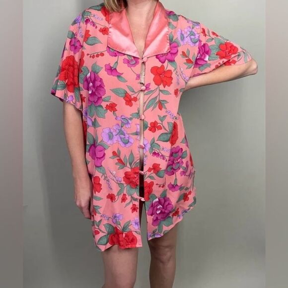 Victoria’s Secret Gold Label| Vintage Floral Nightgown Shirt Pajama Top Pink M/L - Picture 1 of 13